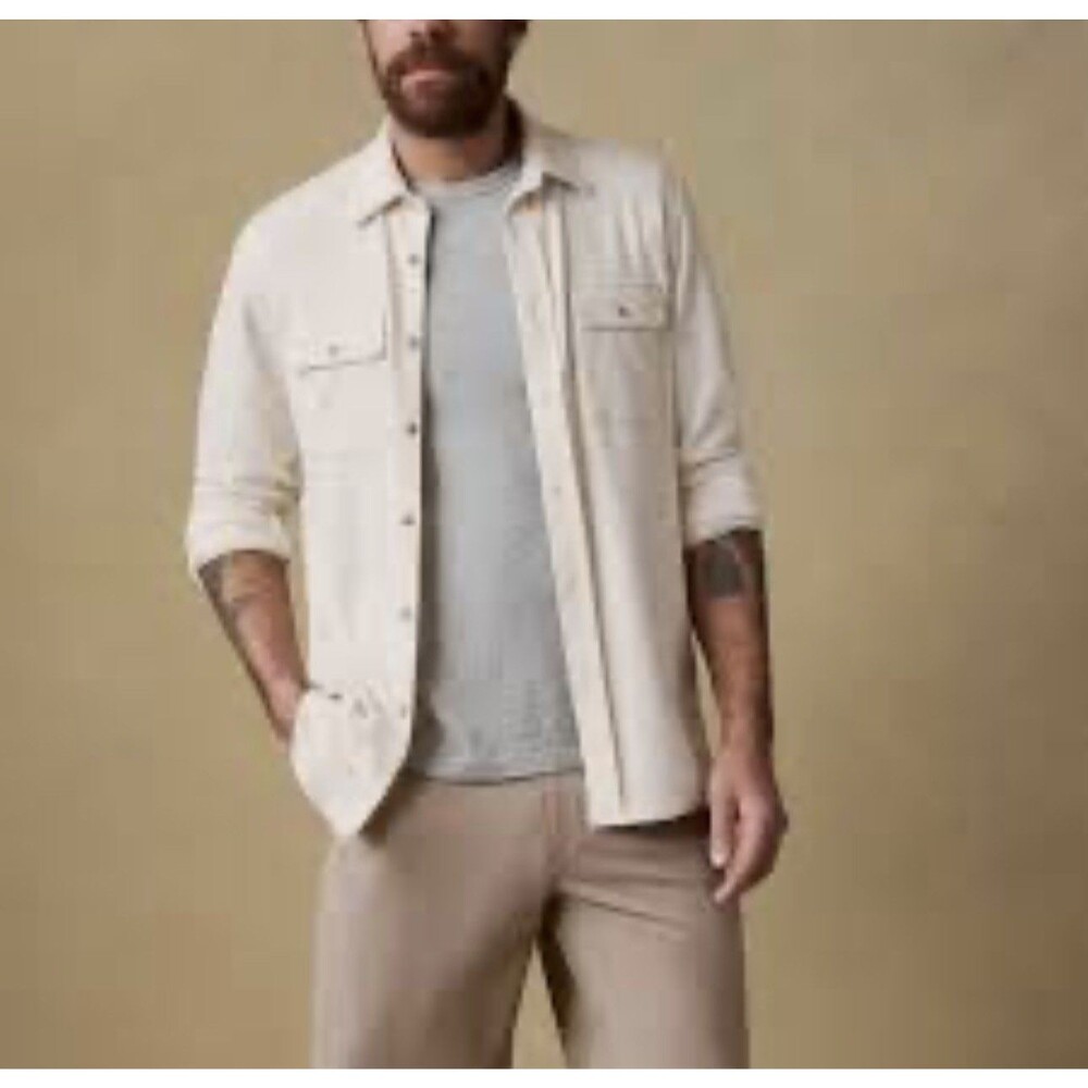 Faherty Sunwashed Canvas CPO Shirt Jacket Size L Mens Aspen Ivory MOF2410 NEW - Picture 8 of 11